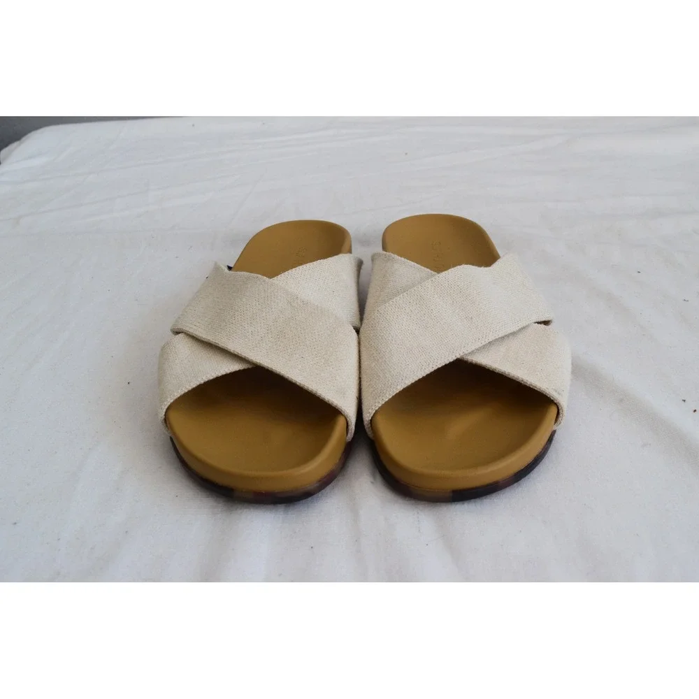 Rothy's The Weekend Slide 8.5 Oatmeal Crisscross Sandal Womens Sustainable